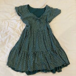 American Eagle Outfitters Green Floral Babydoll Dress